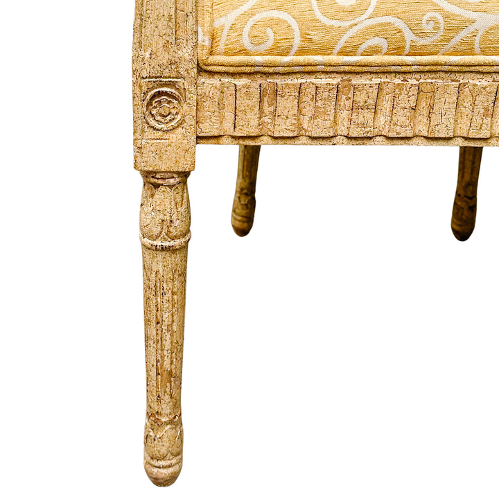 French Louis XVI Medallion Back Armchair With Crème-Peinte Distressed Finish