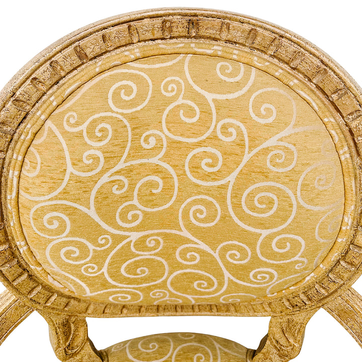 French Louis XVI Medallion Back Armchair With Crème-Peinte Distressed Finish