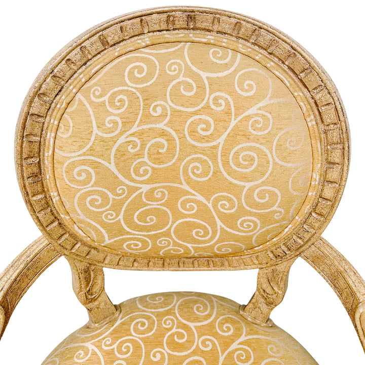 French Louis XVI Medallion Back Armchair With Crème-Peinte Distressed Finish