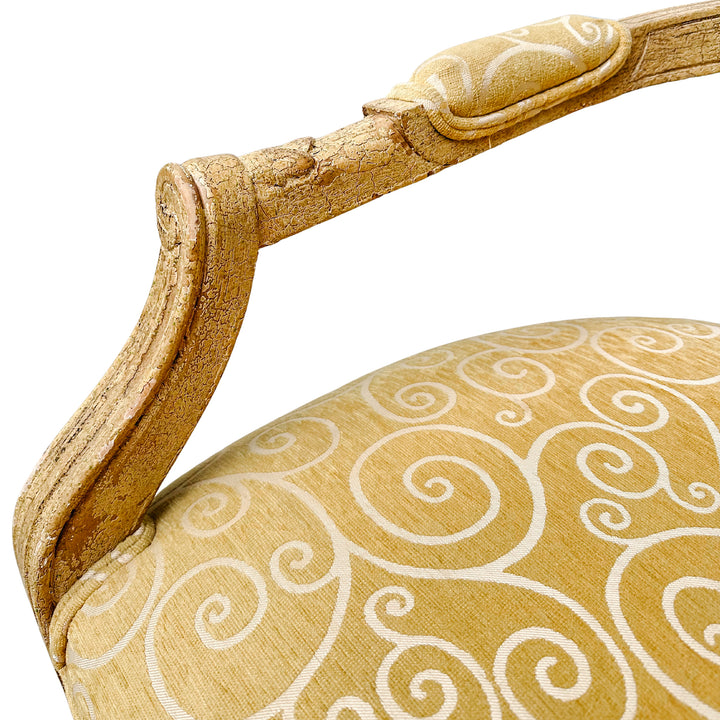 French Louis XVI Medallion Back Armchair With Crème-Peinte Distressed Finish