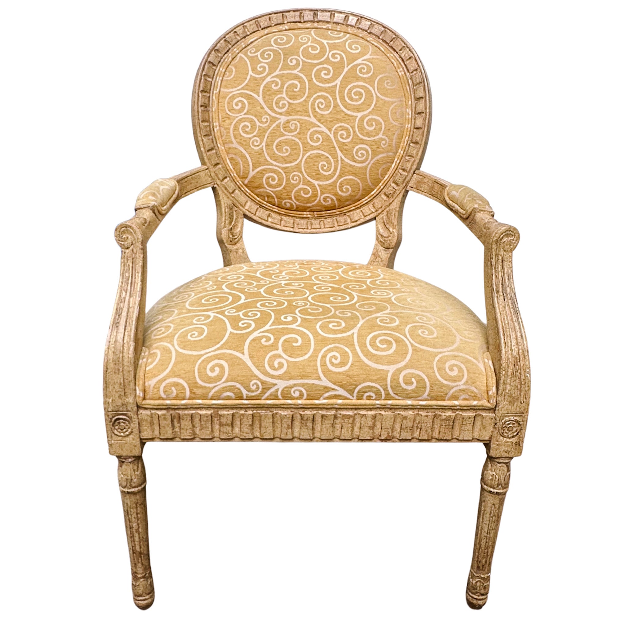 French Louis XVI Medallion Back Armchair With Crème-Peinte