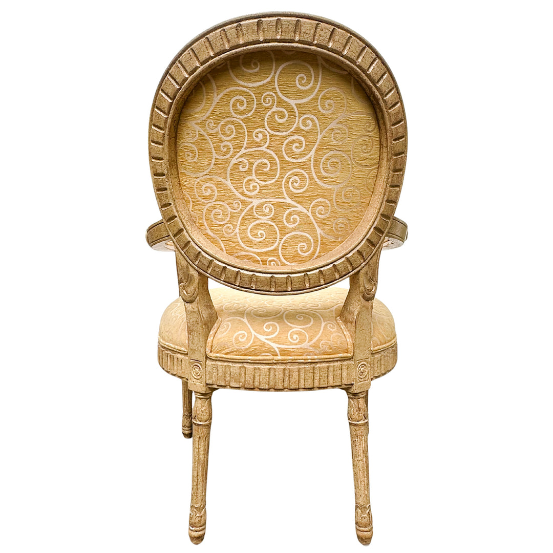 French Louis XVI Medallion Back Armchair With Crème-Peinte Distressed Finish