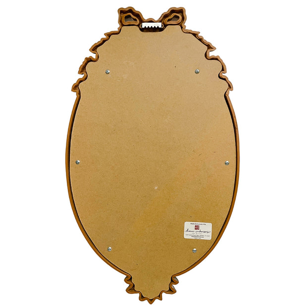 French Louis XVI Style Gold Oval Mirror With Bow Topper