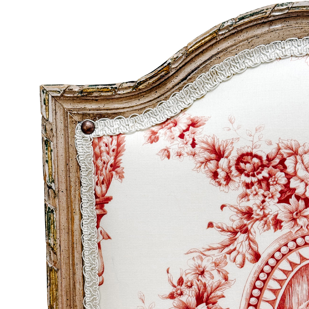 Vintage French Louis XVI Style Toile De Jouy Side Chairs by Fournier Paris