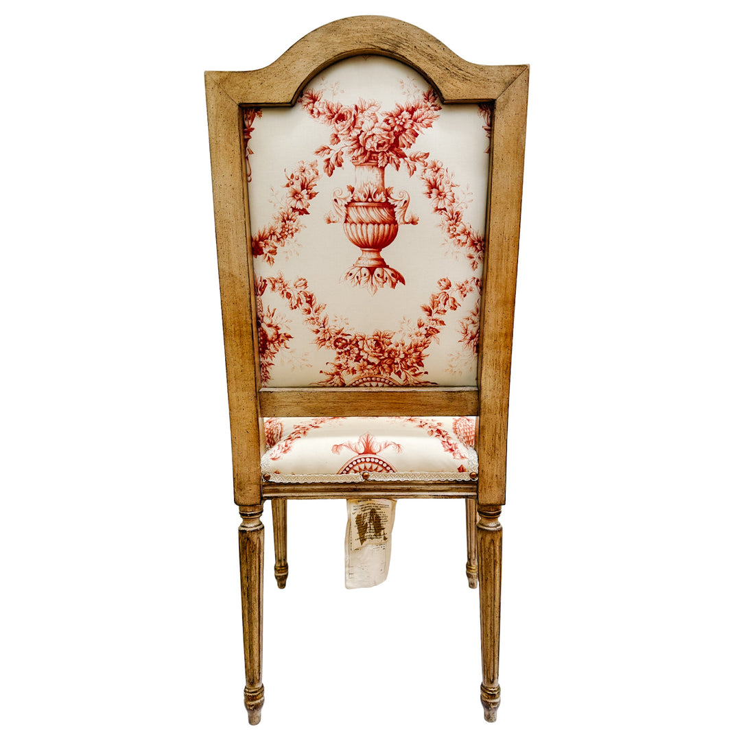 Vintage French Louis XVI Style Toile De Jouy Side Chairs by Fournier Paris