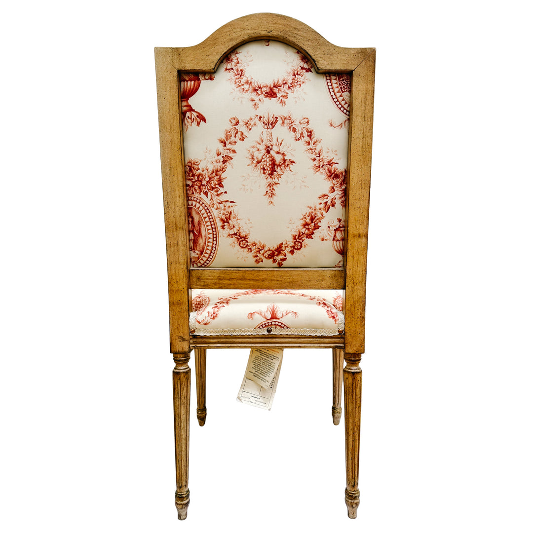 Vintage French Louis XVI Style Toile De Jouy Side Chairs by Fournier Paris