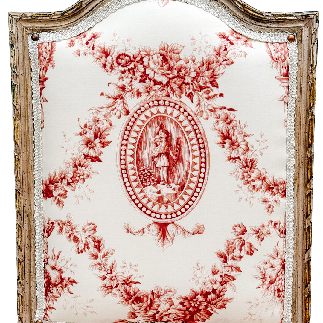 Vintage French Louis XVI Style Toile De Jouy Side Chairs by Fournier Paris