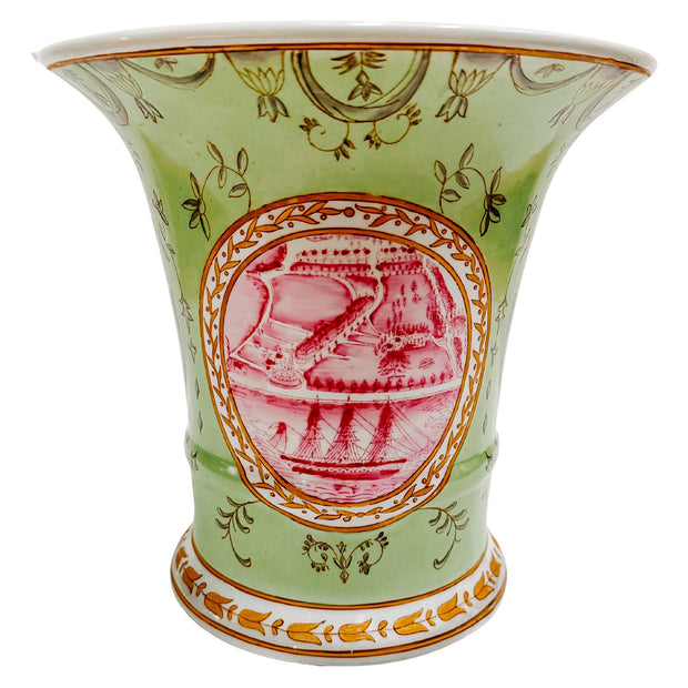 French Neoclassical Porcelain Cachepot Vase by Fabienne Jouvin