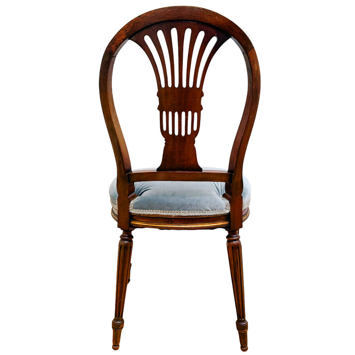 French Neoclassical Style Giltwood Vanity & Upholstered Lyre Back Chair Set