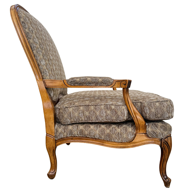 French Provincial Bergère Chair and Matching Ottoman Set