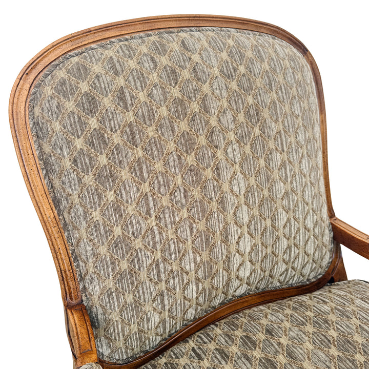 French Provincial Bergère Chair and Matching Ottoman Set