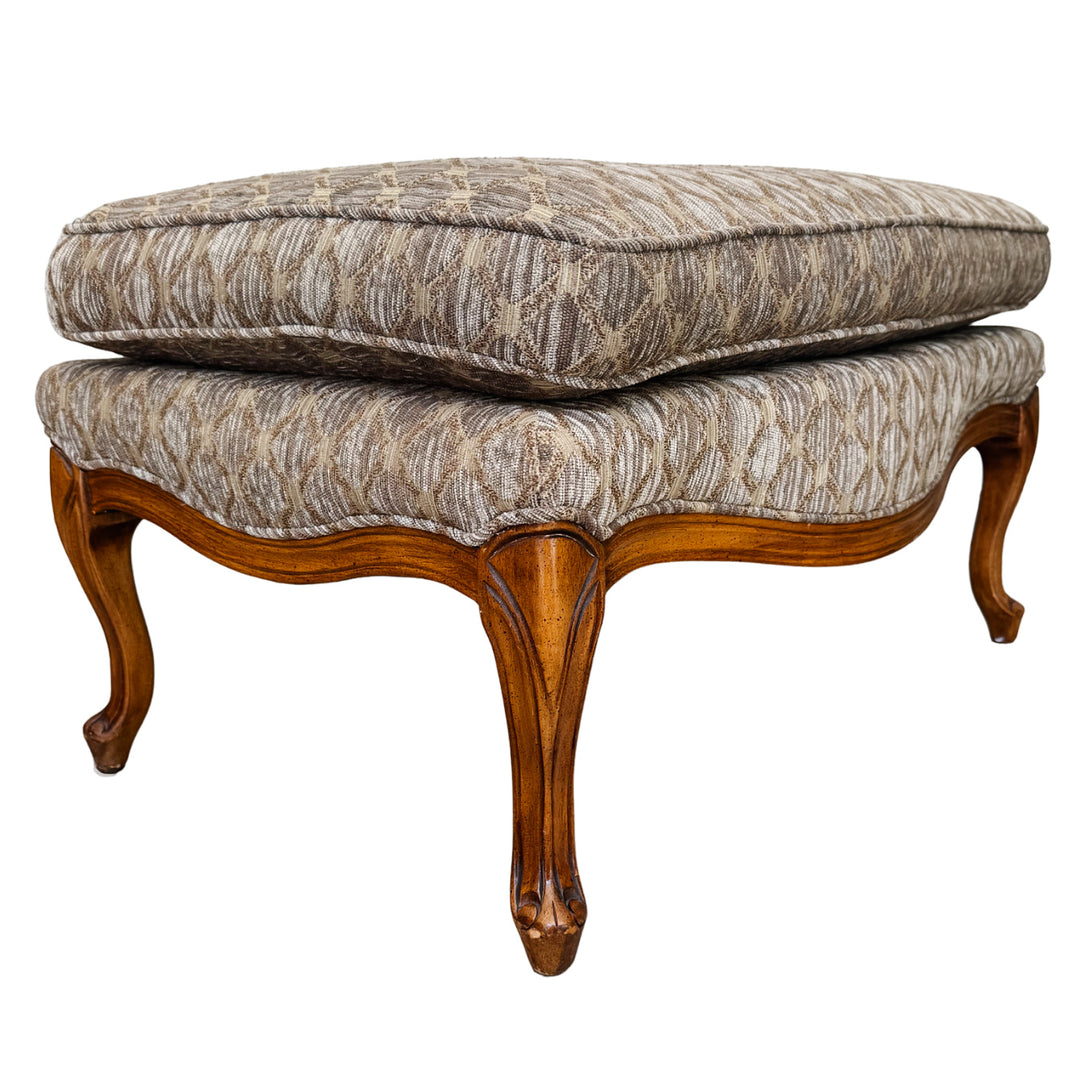 French Provincial Bergère Chair and Matching Ottoman Set