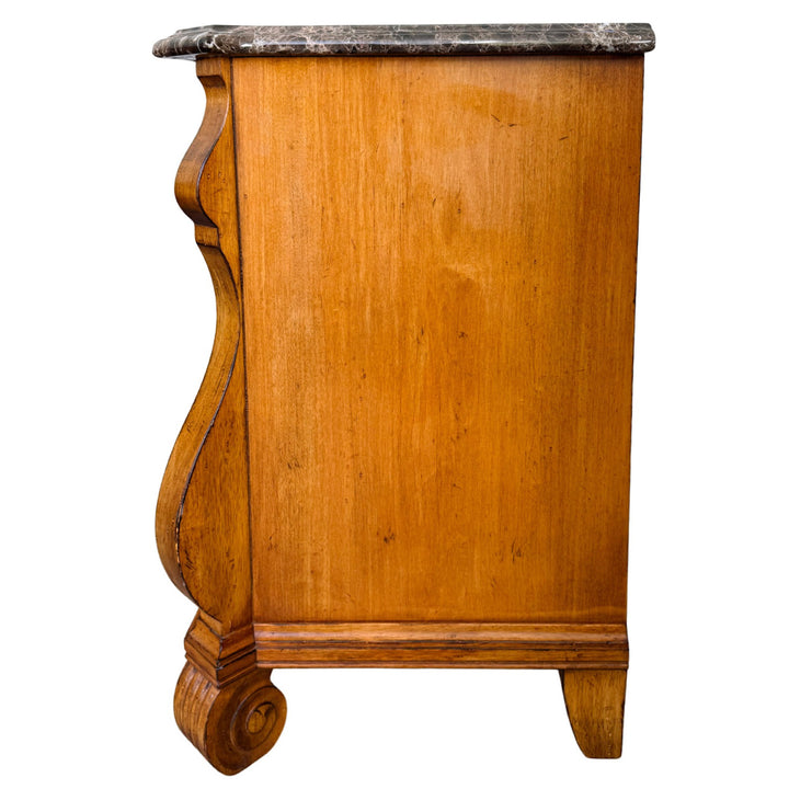 French Provincial Louis XV Style Hand-Painted Marble Top Bombe Commode Chest by Ferguson Copeland