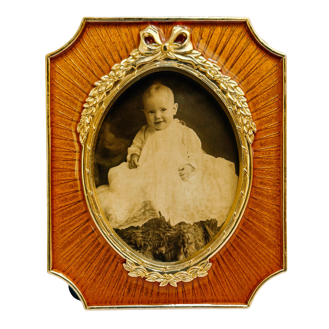 French Style Amber Guilloché Enamel Octagonal Photo Frames