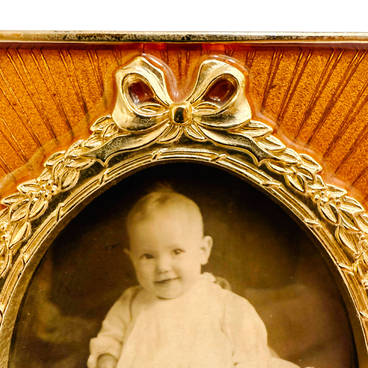 French Style Amber Guilloché Enamel Octagonal Photo Frames