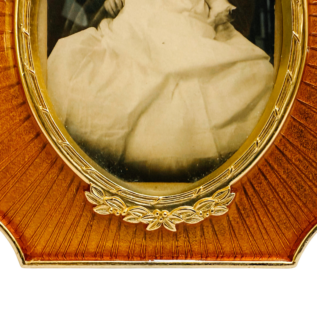 French Style Amber Guilloché Enamel Octagonal Photo Frames