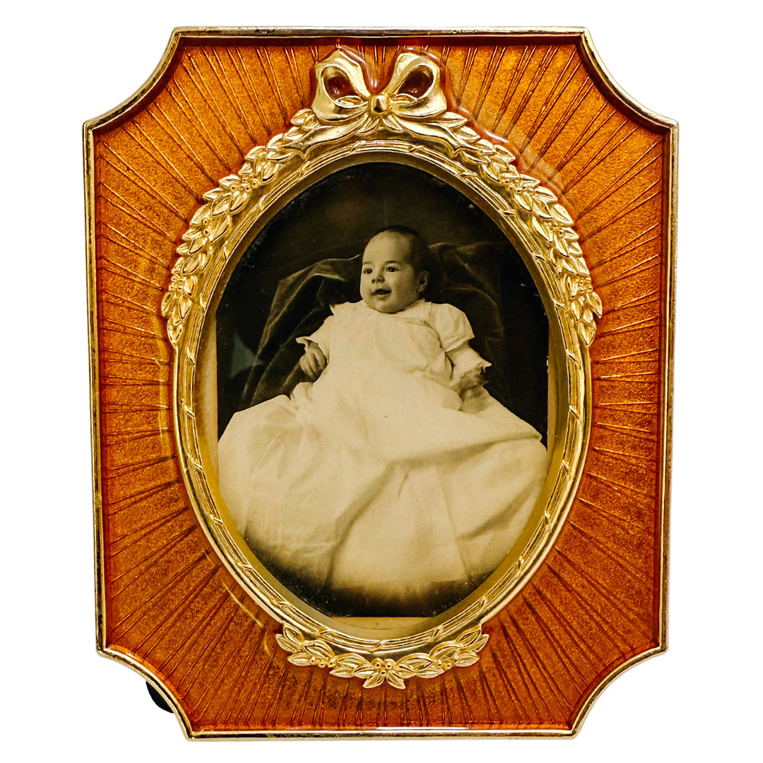 French Style Amber Guilloché Enamel Octagonal Photo Frames