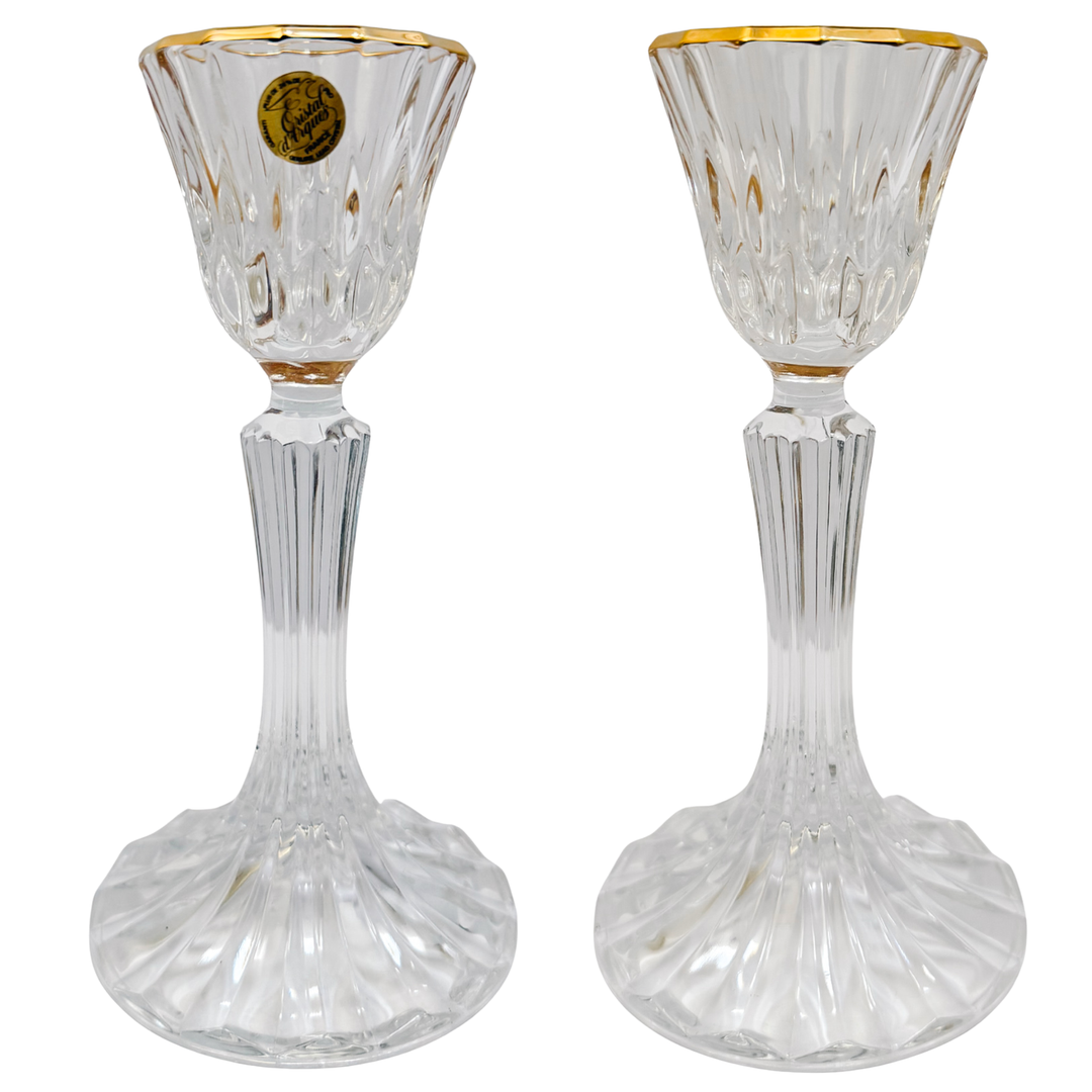 French Crystal Candlestick Holders by Cristal d'Arques-Durand