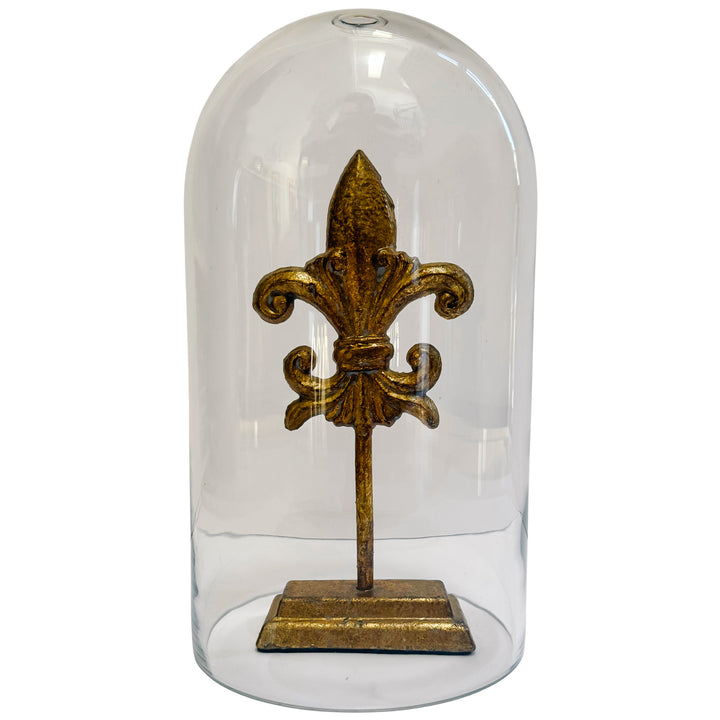 French Gilt Fleur-de-Lis Finial With Glass Cloche