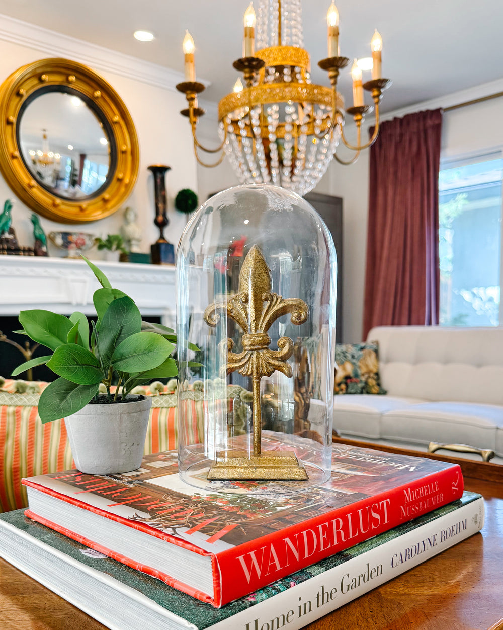 French Gilt Fleur-de-Lis Finial With Glass Cloche