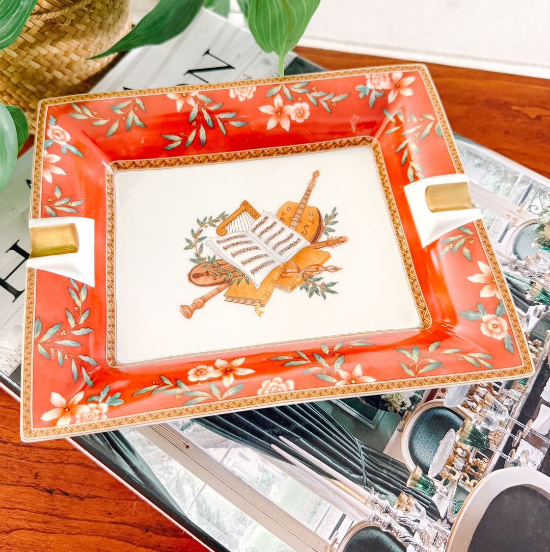 French Limoges Porcelain Ashtray by Medard De Noblat, Amadeus Collection