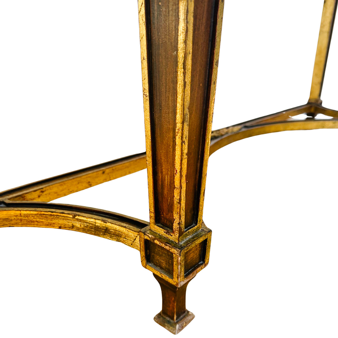 French Neoclassical Louis XVI Style Wood Console Table With Faux Marble Top