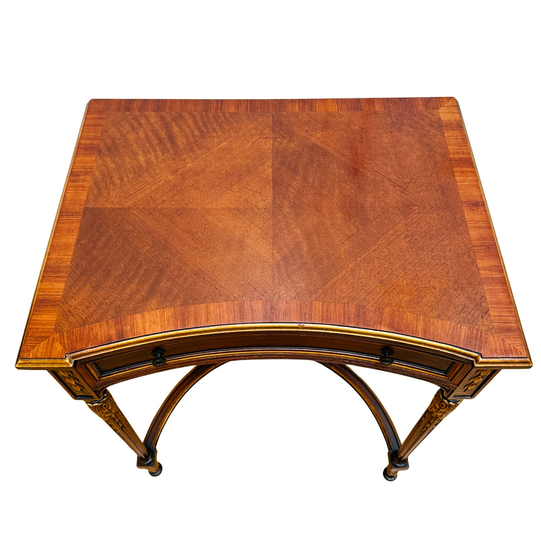 French Neoclassical Style Giltwood Vanity & Upholstered Lyre Back Chair Set