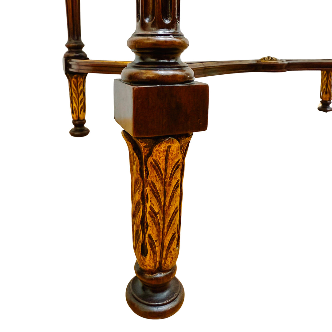 French Neoclassical Style Giltwood Vanity & Upholstered Lyre Back Chair Set