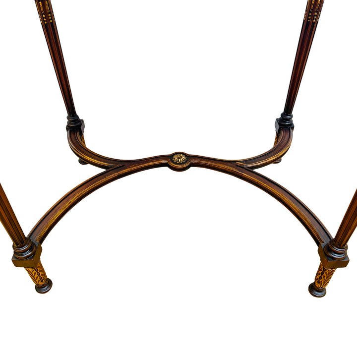 French Neoclassical Style Giltwood Vanity & Upholstered Lyre Back Chair Set