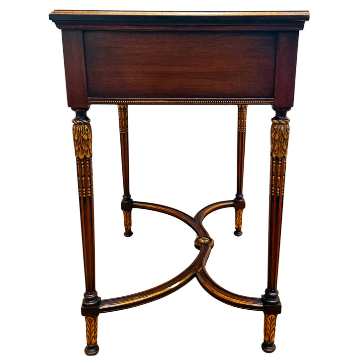 French Neoclassical Style Giltwood Vanity & Upholstered Lyre Back Chair Set