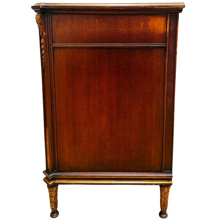 French Neoclassical Style Giltwood Vanity & Upholstered Lyre Back Chair Set