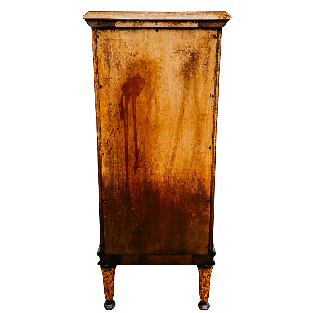 French Neoclassical Style Giltwood Vanity & Upholstered Lyre Back Chair Set