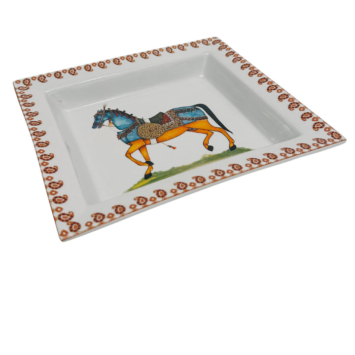 French Change Tray With a Horse in the Style of Hermès