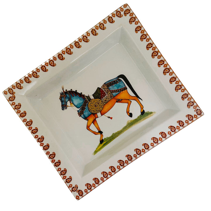 French Change Tray With a Horse in the Style of Hermès
