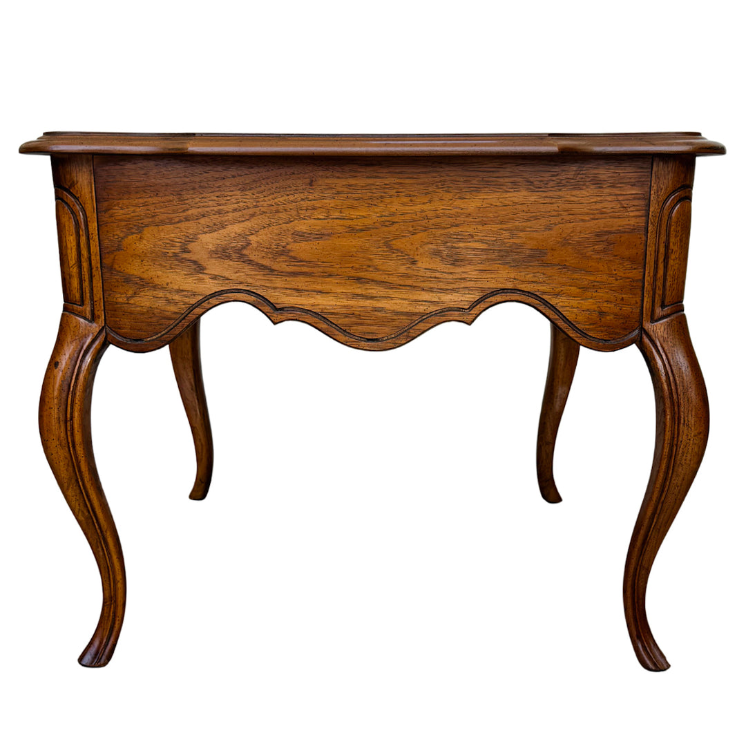 French Provincial Carved Oak End Tables / Low Nightstands by Drexel Heritage
