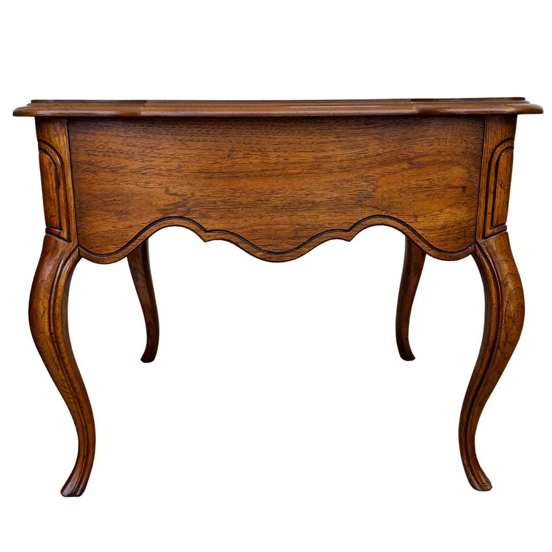 French Provincial Carved Oak End Tables / Low Nightstands by Drexel Heritage