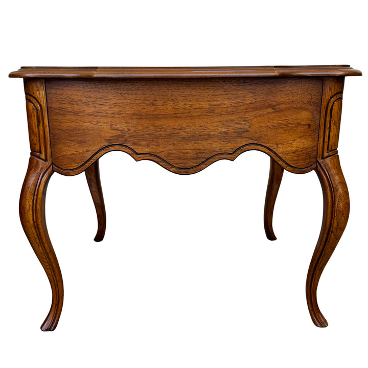French Provincial Carved Oak End Tables / Low Nightstands by Drexel Heritage
