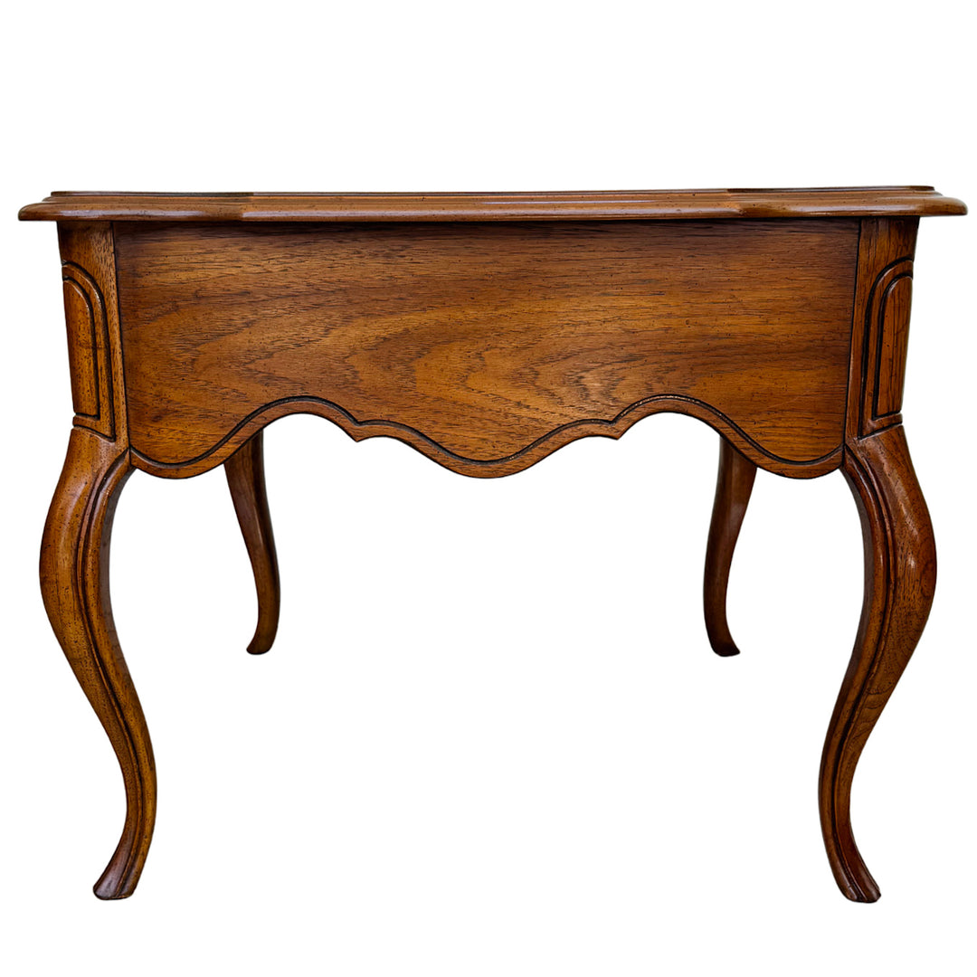 French Provincial Carved Oak End Tables / Low Nightstands by Drexel Heritage
