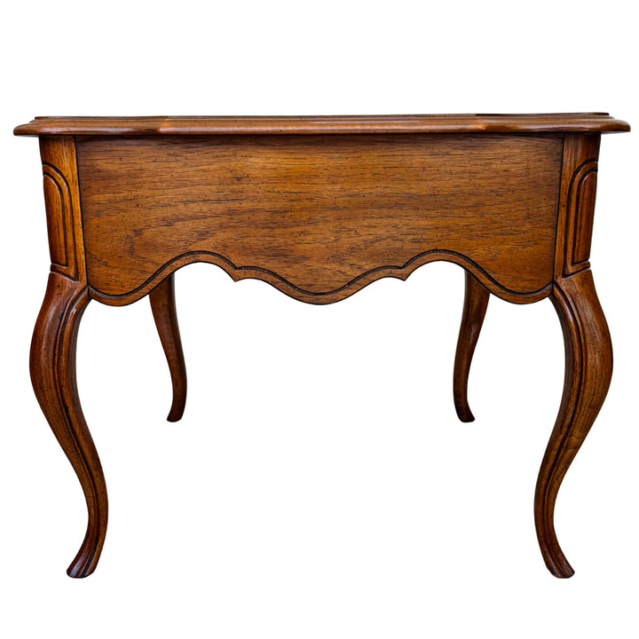 French Provincial Carved Oak End Tables / Low Nightstands by Drexel Heritage