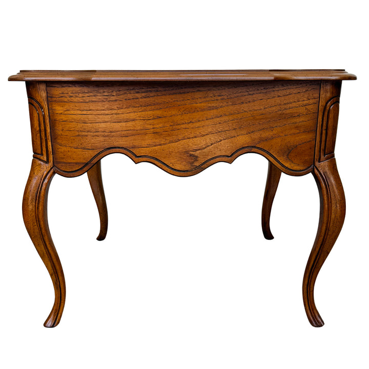 French Provincial Carved Oak End Tables / Low Nightstands by Drexel Heritage