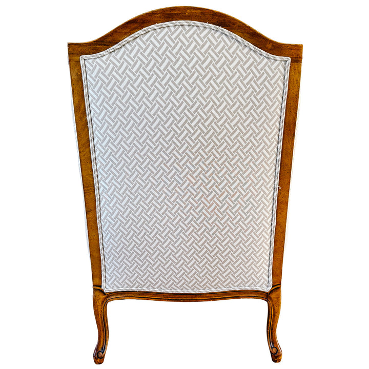 Baker Furniture French Provincial Wingback Chairs With Geometric Upholstery