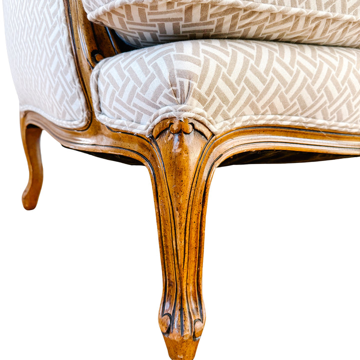 Baker Furniture French Provincial Wingback Chairs With Geometric Upholstery