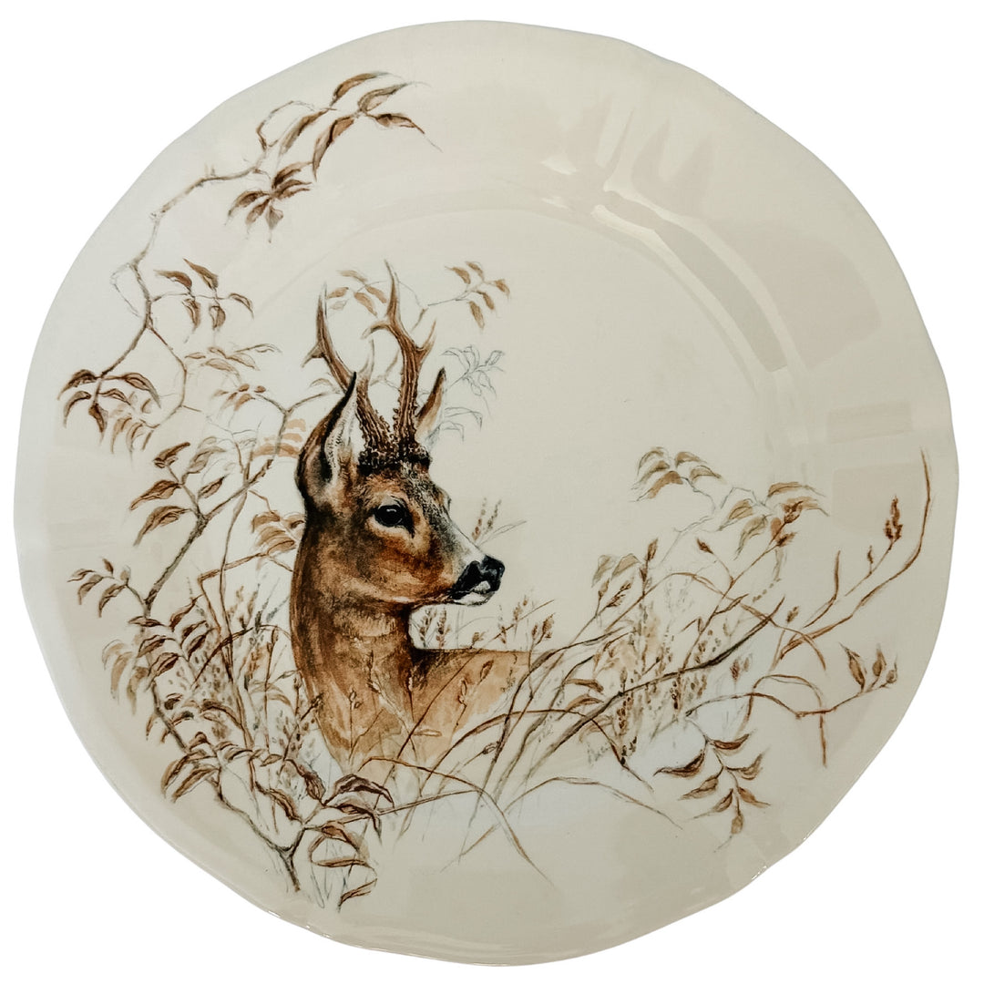 Gien Sologne Faience Deer Dessert / Pie Plate