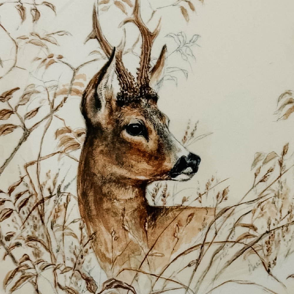 Gien Sologne Faience Deer Dessert / Pie Plate