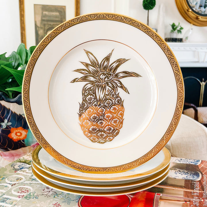 Hollywood Regency Gold Pineapple Plates
