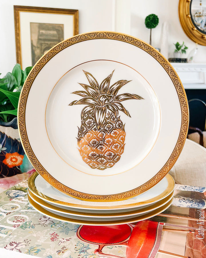 Hollywood Regency Gold Pineapple Plates
