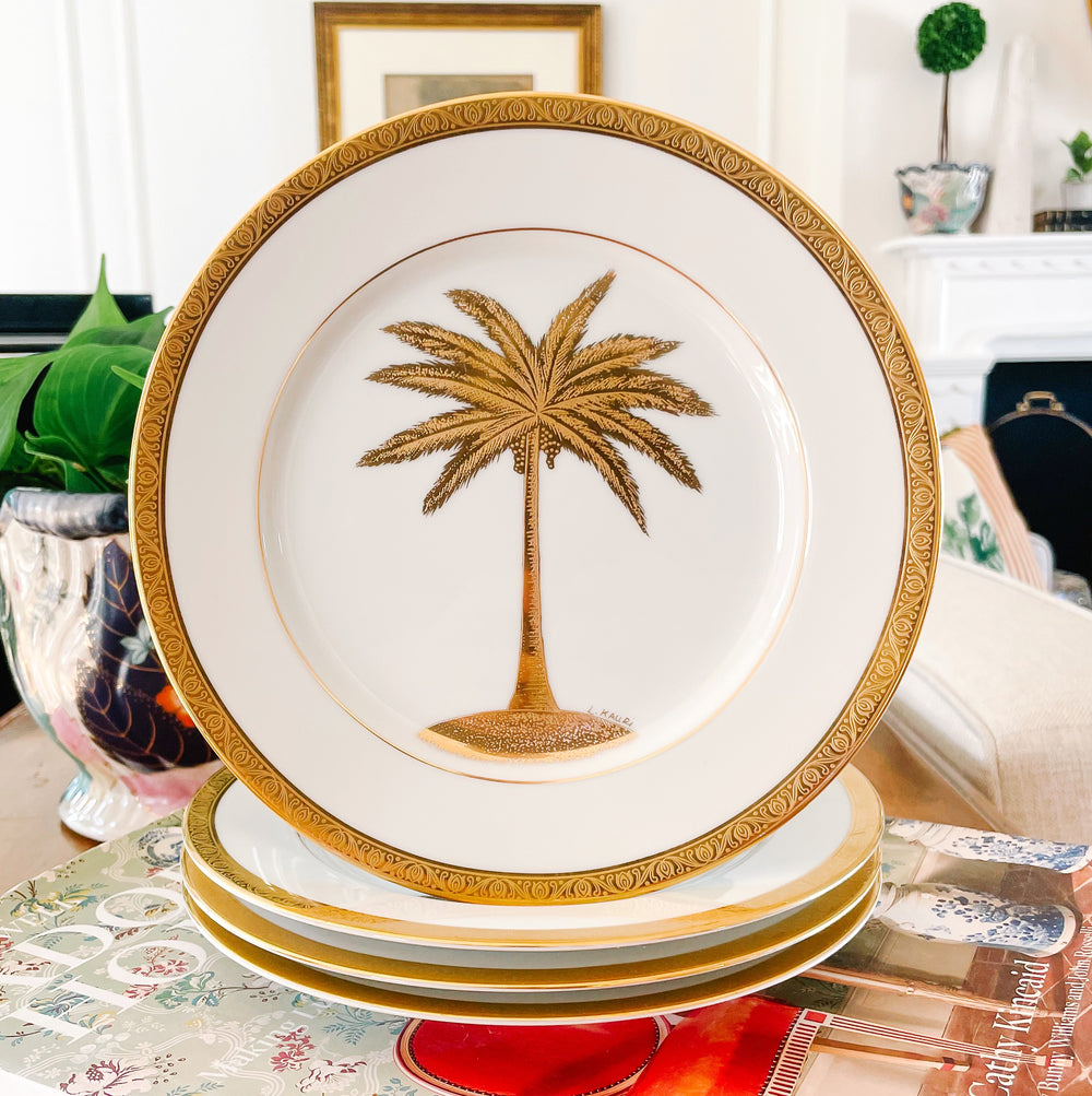 Godinger_Vintage_Hollywood_Regency_Gold_Palm_Tree_Plates