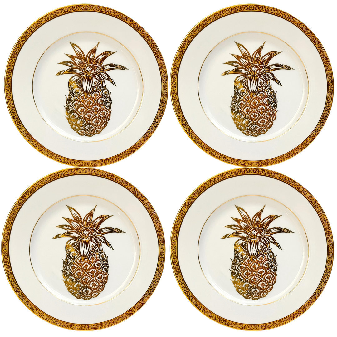 Godinger_Vintage_Hollywood_Regency_Gold_Pineapple_Plates