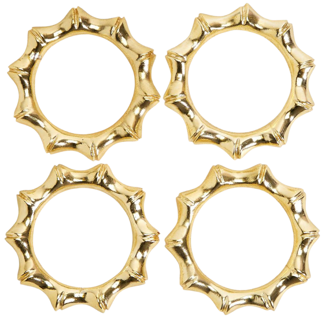 Gold Aluminum Faux Bamboo Napkin Rings