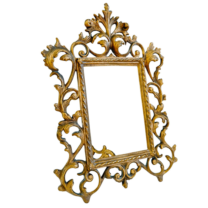 Gold Cast Iron Rococo Style Ornate Photo Frame
